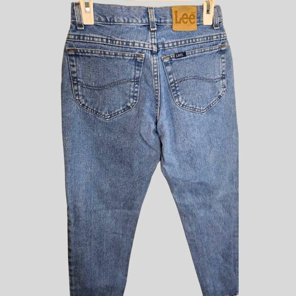 Vintage Lee Jeans 90s High Rise Tapered Denim Women's Size 7 Medium Wash - Picture 4 of 9